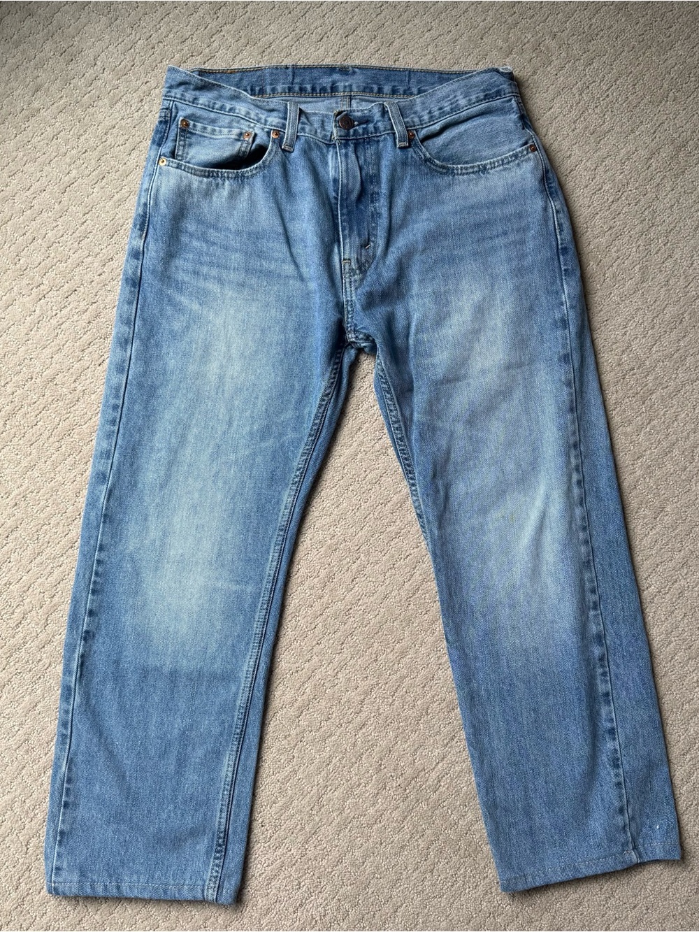 Levi's Men’s 505 Straight-Leg Light Wash Jeans. 33x28 (hemmed to 28)